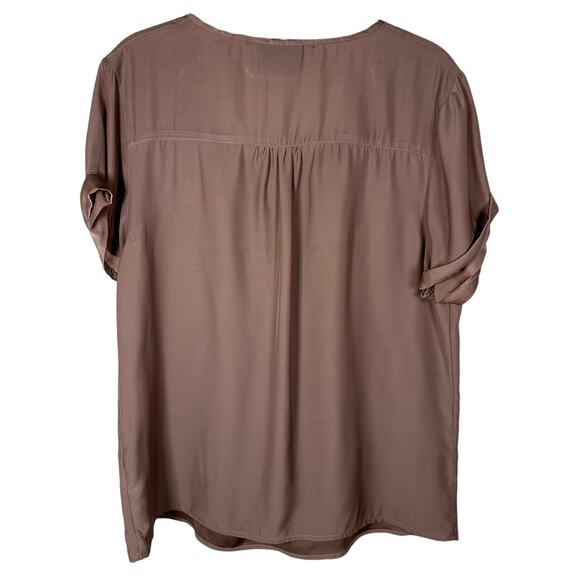 Masion Scotch & Soda Purple Short Sleeve Pleated Front Blouse Women's Large - Picture 2 of 4